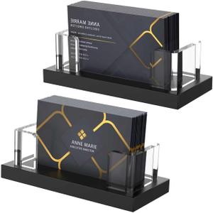 2 x Acrylic Business Card Holder for Desk,Business Card Stand,Clear Business Card Display,Desk Business Card Holders,Business Card Display Stand,Acrylic Business Card Holder Display,Black 2 Pcs