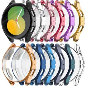 Rc-Z for Samsung Galaxy Watch 5/Galaxy Watch 4 44mm Case, 12-Pack Soft TPU Bumper Full Around Face Cover Screen Protector Replacement Accessories for Samsung Galaxy Watch 4/Galaxy Watch 5 44mm