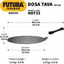 Hawkins Futura Nonstick Dosa Tava, Diameter 33 cm (13 inch), Thickness 4.88 mm (Black) NDT33