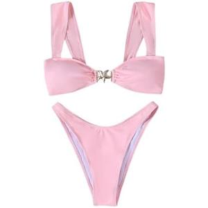 SOLY HUX Women's Bikini Set High Cut Bathing Suits 2 Piece Summer Cheeky Swimsuits, M