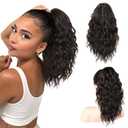 SEIKEA 14" Ponytail Extension Claw, PT002 Tia Long Multi Layered Fluffy Thick Wavy Jaw Clip in Fake Pony Tails Fake Hair Soft Natural Synthetic Hairpiece Black Brown