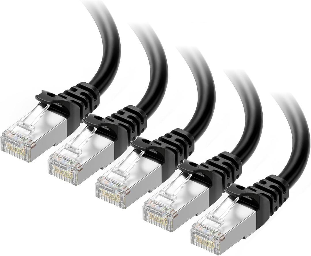 Cable Matters 10Gbps 5-Pack Snagless Short Shielded Cat 6A Ethernet Cable - 3ft, Cat 6A Cable, Cat6A Cord, Ethernet Cord, Black