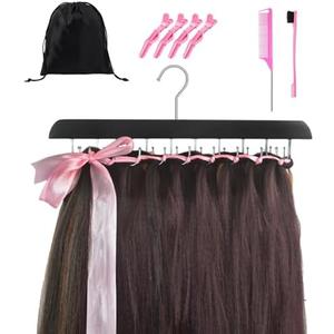 ICCTUO Extension Holder for Travel, Braiding Hair 20 Hooks Mini But large Capacity Brading Rack, Hair Braiding Tools with Carry Bag for Travel Braider Pre divided Hair