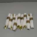 Prestee 9 Pieces Pre Rolled Gold Plastic Silverware Set - Premium Disposable Silverware Set with Napkins - Wrapped Utensils with Forks, Knives, Spoons, Napkins for Weddings and Events