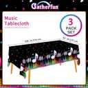 Gatherfun Music Party Disposable Tablecloth, Plastic Table Cover for Music Themed Birthday Party, 3 PCS, 54x108
