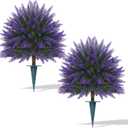 Artificial Topiary Ball Trees,16'' UV Resistant Fake Evergreen Shrubs Bushes Plants with Ground Spike 2 Set of Fake Plants for Outdoor Indoor Front Porch Garden