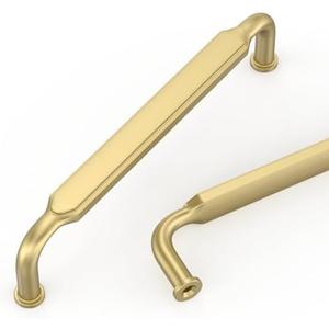 kakapola 10 Pack 5 Inch(128mm) Brushed Gold Cabinet Pulls Zinc Alloy Cabinet Handles,Gold Cabinet Pulls Kitchen Hardware