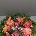 Summer Wreaths for Front Door Outside  24 Inch Artificial Spring Floral Wreath with Welcome Sign, Pink Dahlia Peony Hydrangea Tulips Flower and Greenery for Wall,Porch,Farmhouse,Home Dcor