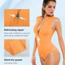 Popilush Orange Swimsuits for Women One Piece Swimsuit Women Tummy Control Shapewear Athletic Zipper Slimming Bathing Suits Padded Outfits (XL, Orange)
