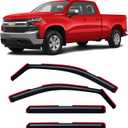 in-Channel Rain Guards for Chevy Silverado/GMC Sierra 1500 2019-2026 Crew Cab, Window Visor Shields Vent Deflector Shade Wind Dark Smoke 2020 2021 2022 2023 2024 2025, Tape-On Outside-Mount, 4PCS