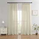 Joydeco Linen Curtains 84 Inch Length 2 Panels Set, Light Filtering Curtains for Bedroom Living Room,Linen Blend Drapes 52 Inches Wide with Back Tab Rod Pockets (W52 x L84 Inch, Natural)