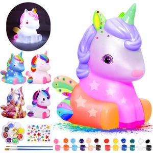 Paint Your Own Unicorn Lamp Kit, Art Supplies & Crafts Kit, DIY Night Light for Kids 6-12, Diamond Set for girl 8-12, Painting Kit for Girls Boys, Toy Child Birthday Gift Ages 3 4 5 6 7 8 9 10 11 12+