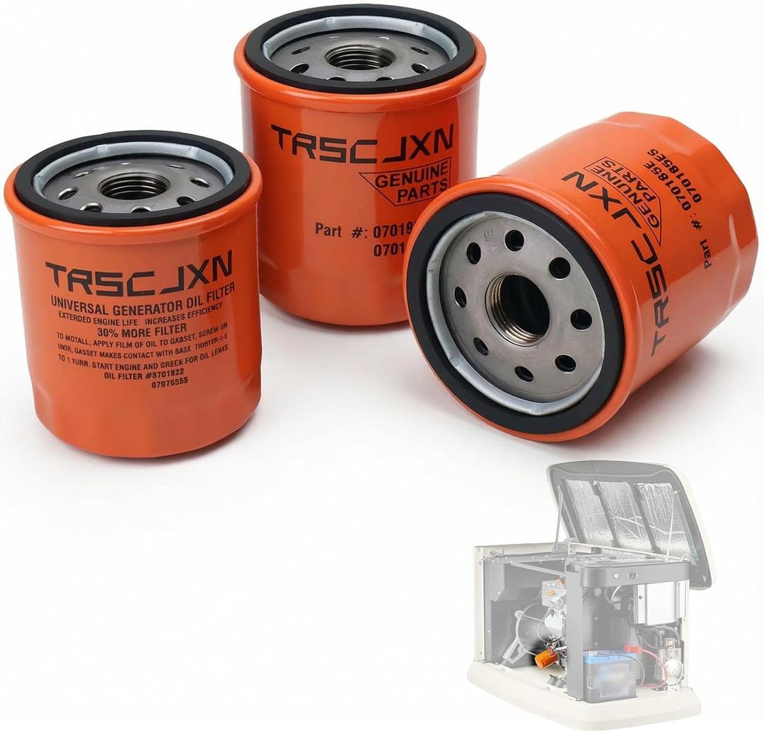 070185ES Oil Filter Compatible with Generac Guardian 8-24kw Series Air-Cooled Home Standby Generators & Portable Outdoor Generators Replace 070185E 70185 070185B(3 Pack)
