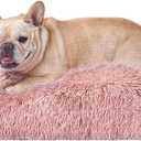 EHEYCIGA Fluffy Dog Crate Bed for Medium Dogs, Plush Faux Fur Pet Crate Pad, Calming Anti Anxiety Medium Pet Bed, Washable Soft Warm Dog Mat with Non-Slip Bottom, Pink (29.5 x 20)