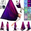 Sensory Swing for Kids & Adults Holds up to 300lbs Indoor & Outdoor Double Layer Therapy Cuddle Swing with 360 Swivel Hanger Kit for Calming, Effect for Autism, ADHD or SPD (Galaxy Purple)