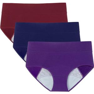 POKARLA Women's High Absorbency Period Cotton Underwear Heavy Flow Leakproof Panties(Regular&Plus Size) (XX-Large, Multicolor01)