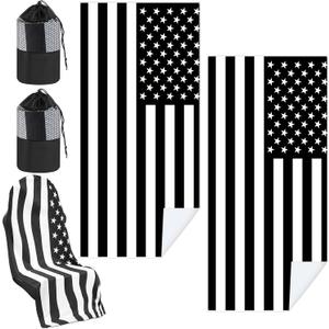 Hahafelt 2 Pack Car Seat Towel Covers with Storage Bag, 63 x 32 Inch Universal Non Slip Waterproof Sweat Protector for Car Truck, Gym Swimming Running, Machine Washable (Black White American Flag)