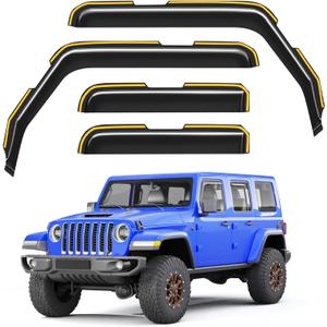 in-Channel Window Rain Guards Fit for 2018-2026 Jeep Wrangler JL & 2020-2026 Jeep Gladiator, Window Visors Window Deflectors Vent Visors Vent Shades Car Accessories -4 pcs