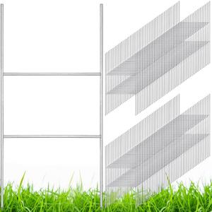 Therwen 100 Pcs Yard Sign Stakes 20'' x 10'' Metal H Heavy Duty Frame Wire Stakes Galvanized Lawn Sign for 4mm 5mm Corrugated Advertising Board Yard Garage Holder Halloween Decor
