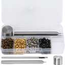 2mm Grommets Eyelets kit with Tool, 800PCS 4 Colors Grommets 2mm Plated Copper Metal Grommet Kit Shoelaces Belts Eye Buckles with Plastic Storage Box