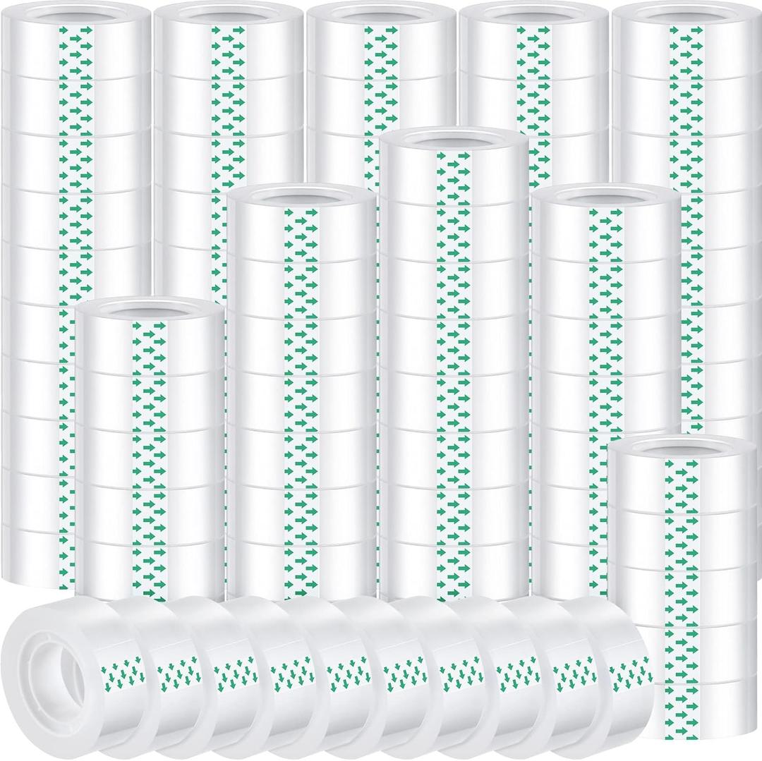 Pasimy 96 Rolls Clear Tape Bulk Strong Sticky Transparent Tape Refills for Dispenser, Office, Home, School, Wall, Carpet, 3/4 x 1000 Inches(Green)