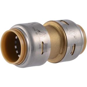 SharkBite Max 3/4 Inch Coupling, Push to Connect Brass Plumbing Fitting, PEX Pipe, Copper, CPVC, PE-RT, HDPE, UR016A
