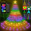 Smart Ring Christmas Tree Lights with Star Topper Indoor Outdoor - 7.5Ft x 20 Lines String 400 Optimum LED Easy App Control Images Color Changing Timer Remote Waterproof for 7 7.5 8 Ft Xmas Trees