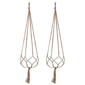 EBOOT 2 Pack 48 Inch Large Macrame Plant Hanger Rope to Hang Flower Pot Plant Holder for Indoor Outdoor Decorations, 4 Legs (Linen Color)