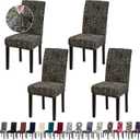 Chair Covers, Dining Room Chair Covers, Stretch Kitchen Chair Covers/Dining Room Chair Covers Set of 4, Removable Washable Dining Chair Slipcovers for Home, Hotel, Banquet, Hemp Coffee Pattern