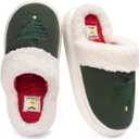 XIXITIAO Christmas Slippers Memory Foam Slippers for Women Warm House Slippers for Woman Cozy Fuzzy Bedroom Home Shoes for Indoor (4-5 Women/3-4 Men, Tree(green))