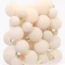 Sea Team 32-Pack Flocked Velvet Christmas Tree Ball Ornaments Set, Decorative Hanging Baubles, Shatterproof Plastic Decorations for Xmas Tree, Wreath, Garland, Multi-Sized, Cream