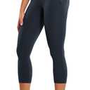 CRZ YOGA Womens Butterluxe Workout Capri Leggings with Pockets 21 Inches - High Waisted Gym Athletic Crop Yoga (Large, True Navy)
