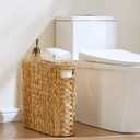 YANGQIHOME Toilet Paper Storage, Water Hyacinth Toilet Paper Storage with Lid, Papers Container for up to 9 Mega Rolls, Bathroom Basket Organizer