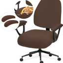 Super Stretchable Split Office Chair Seat Covers & Armrest Covers - Universal Spandex Computer Chair Slipcover - 180GSM Rotating Backrest Coverings Cushion Protectors for Dogs, Cats, Pets (Mocha)