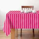 3 Pieces Light and Hot Pink Striped Tablecloth Waterproof Plastic Stripe Rectangle Table Cover for Home Baby Shower Wedding Birthday Party Table Decoration, 54" x 108"