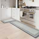 KIMODE Anti Fatigue Kitchen Mats for Floor 2 Piece, Farmhouse Kitchen Rugs Non Slip, Padded Kitchen Floor Mats Non Slip, Cushioned Standing Mats for Sink Laundry Desk Blue Grey 20"x59"+20"x32"