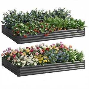 Rujkodvh 2PCS 6x3x1 FT Rectangle Metal Raised Garden Bed Kit, Elevated Garden Planter Box Outdoor, Large Planters for Outdoor Plants, Flower, Vegetables, Fruit, Herbs (Dark Gray)