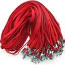 Beebel Red Lanyard 50PCS 32-Inch Flat Lanyards with Badge Clip (Red)