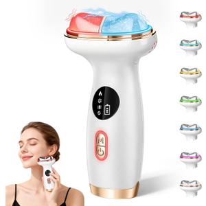 7in1 Cold Heated Facial Massager, Red Light Therapy for Face, Portable Microcurrent Facial Device, Cold Face Depuffer to Shaping and Reduce Swelling,Can Tightening Lifting Electric Gua Sha