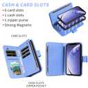 Asuwish Phone Case for iPhone 11 6.1 Zipper Wallet Detachable Cell Cover with Tempered Glass Screen Protector Crossbody Lanyard Strap Card Holder iphone11case iPhone11 i Phone11 11s XI 11R Women Brown
