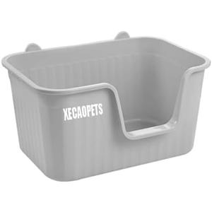 XECAOPETS Extra Large Top Entry High Sided Cat Litter Box, Gray, Polypropylene (PP), 25.5" L x 18" W x 14" H, 7200 Cubic Inches, Multi-Cat Friendly