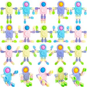 20 Pcs Funny Sensory Fidget Toys,Transformable Chain Robot Finger Toy,Stress Relief Fingertip Gyro Toys for Party Favors,Gifts,Classroom Supplies Prizes