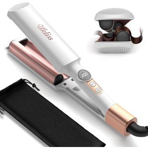 Mini Waver Hair Tool Crimper for Women Short Hair 0.4 inch Travel Double Barrel Small S Waver Ceramic Curling Iron (110-240V) Dual Voltage with 5 Temps, Anti-scalding for Dating, Daily (White)