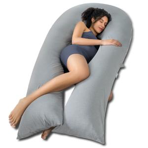  Extra Long U Shaped Body Pillow, Cooling Pregnancy Pillows for Sleeping, 65 Inch Full Body Support Maternity Pillow for Adults, Support for Back, Hip, Legs for Pregnant Women, Grey