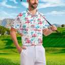 Men's Funny Golf Polo Shirts Quick Dry Blue Cartoon Short Sleeve Polo Shirts (L)