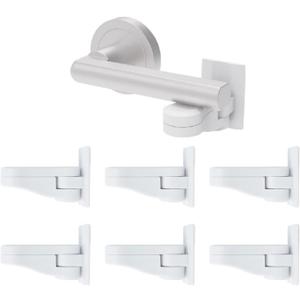 6 Packs Child Safety Door Lever Locks, No Drill Baby Proof Handle Lock with Adhesive, Easy for Adults, Fits Most Door Handles(White)