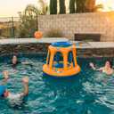 Swimming Pool Basketball Hoop Set by Hoop Shark - Orange/Blue - Inflatable Hoop with Ball - Perfect for Competitive Water Play and Trick Shots - Ultimate Summer Toy