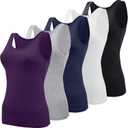 BQTQ 5 Pcs Basic Tank Tops for Women Undershirt Tank Top Sleeveless Under Shirts (X-Large, Black, White, Gray, Indigo, Navy)