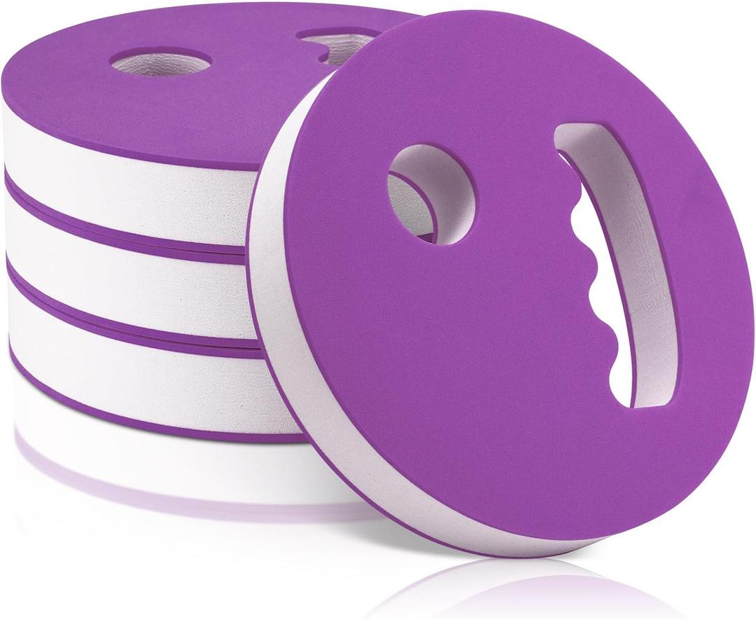 Hungdao 4 Pcs Water Exercise Discs Water Weights for Pool Exercise Set EVA Foam Aerobic Equipment for Adults Hand Held Pool Resistance for Swimming Beginners Arthritis (White and Purple)