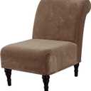 H.VERSAILTEX Armless Accent Chair Covers Thick Velvet Armless Chair Slipcovers High Stretch Chair Covers for Living Room Hotel Machine Washable Furniture Protector with Elastic Bottom, Camel